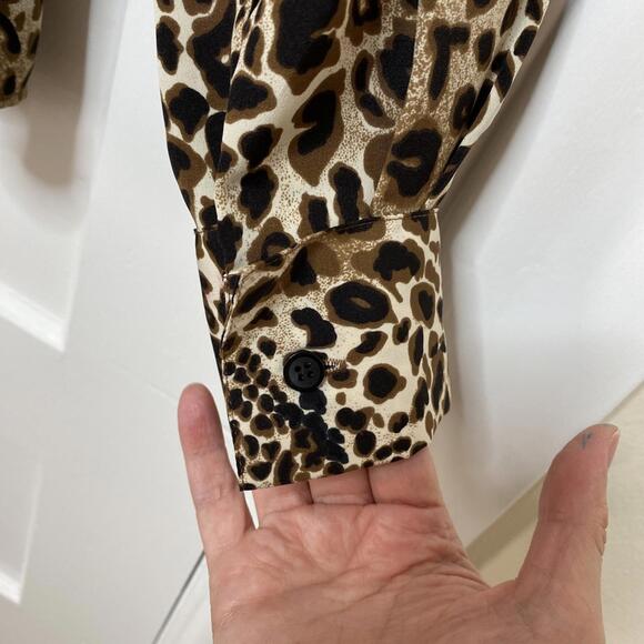 Notations Leopard Print Button-Up Shirt Womens XL Classic City Maximalist Preppy - Picture 8 of 11
